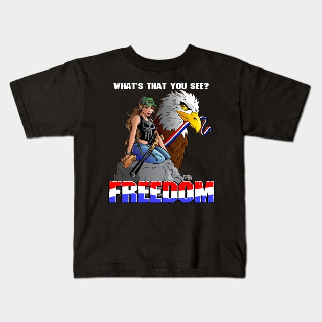 FREEDOM Kids T-Shirt by Illustratorator